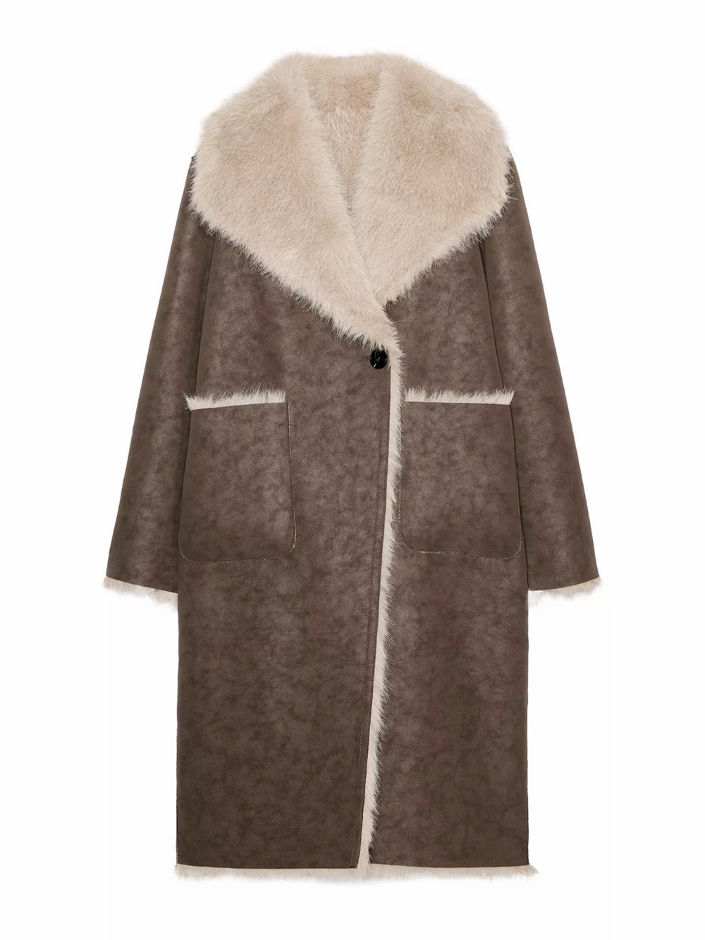REVERSIBLE FAUX FUR DOUBLE-FACED COAT